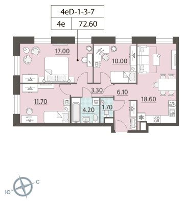 3-комнатная квартира 4 м2, 3 этаж, сдача 4 квартал 2023 г., ЖК ЗИЛАРТ, корпус 14 - объявление 1695132 - фото №1