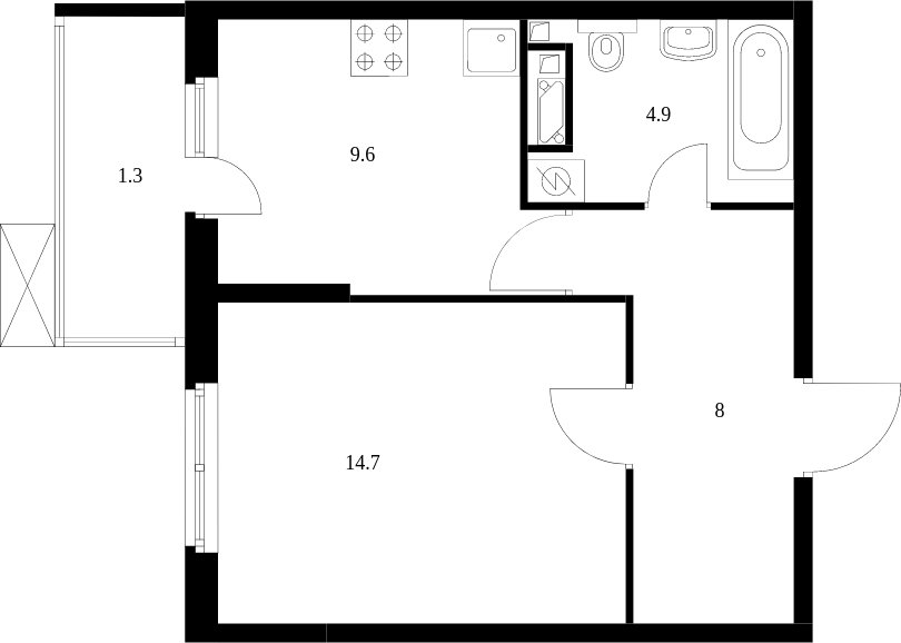 1-комнатная квартира без отделки, 38.2 м2, 17 этаж, дом сдан, ЖК Митинский лес, корпус 15 - объявление 1982951 - фото №1