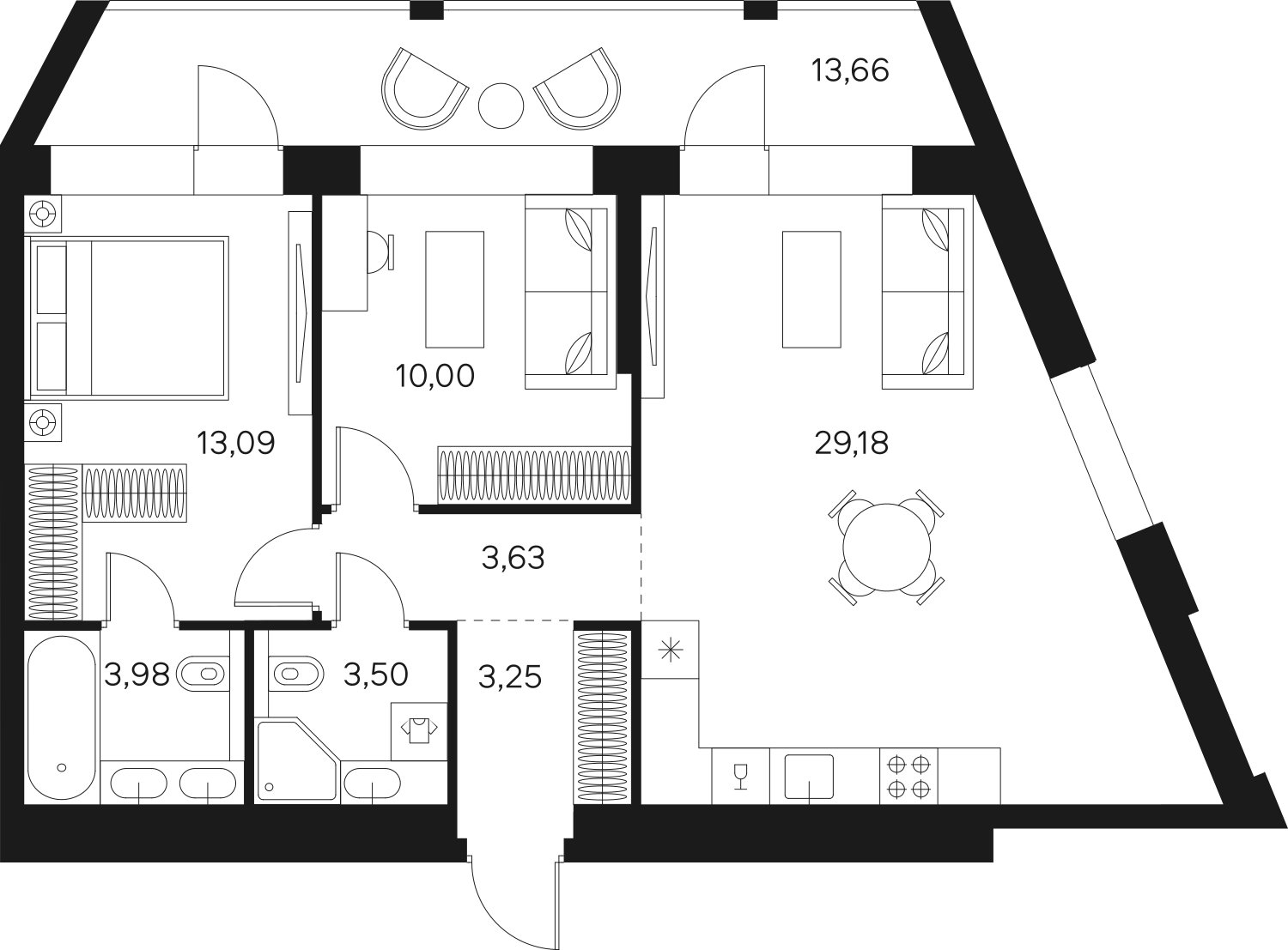 2-комнатная квартира без отделки, 73.42 м2, 7 этаж, сдача 4 квартал 2024 г., ЖК FØRST, корпус 2 - объявление 1943052 - фото №1