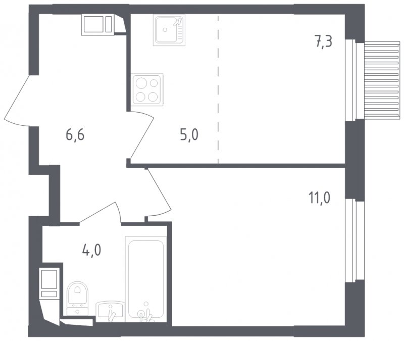 2-комнатная квартира с полной отделкой, 33.9 м2, 7 этаж, сдача 2 квартал 2024 г., ЖК Мытищи Парк, корпус 3 - объявление 1832134 - фото №1