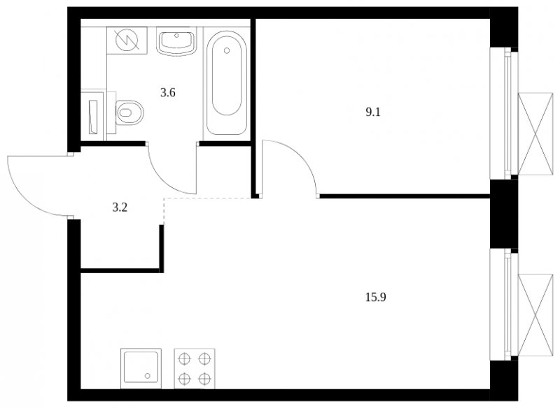 1-комнатная квартира с полной отделкой, 31.8 м2, 8 этаж, сдача 4 квартал 2023 г., ЖК Большая Академическая 85, корпус 2.1 - объявление 1689026 - фото №1