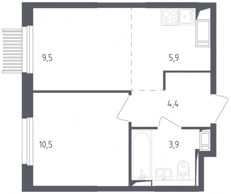 2-комнатная квартира с полной отделкой, 34.2 м2, 15 этаж, сдача 2 квартал 2025 г., ЖК Мытищи Парк, корпус 4 - объявление 1953276 - фото №1