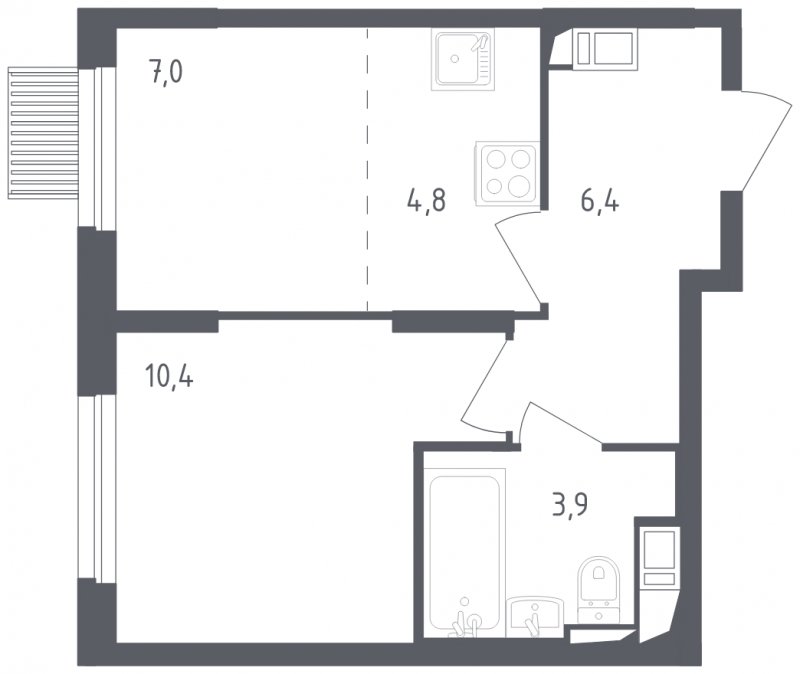 2-комнатная квартира с полной отделкой, 32.5 м2, 10 этаж, сдача 2 квартал 2024 г., ЖК Мытищи Парк, корпус 3 - объявление 1822388 - фото №1