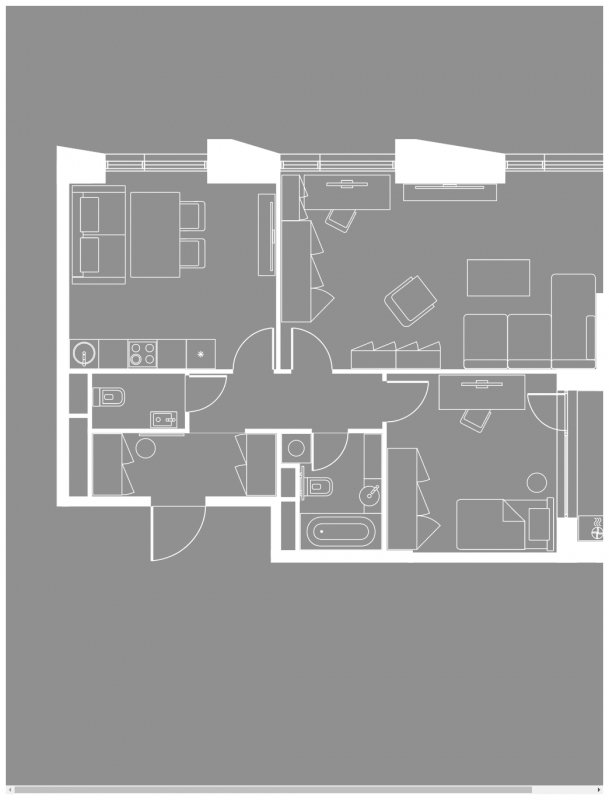 2-комнатная квартира без отделки, 74.17 м2, 16 этаж, дом сдан, ЖК Жилой район ALIA, корпус 2.2 - объявление 1527952 - фото №1