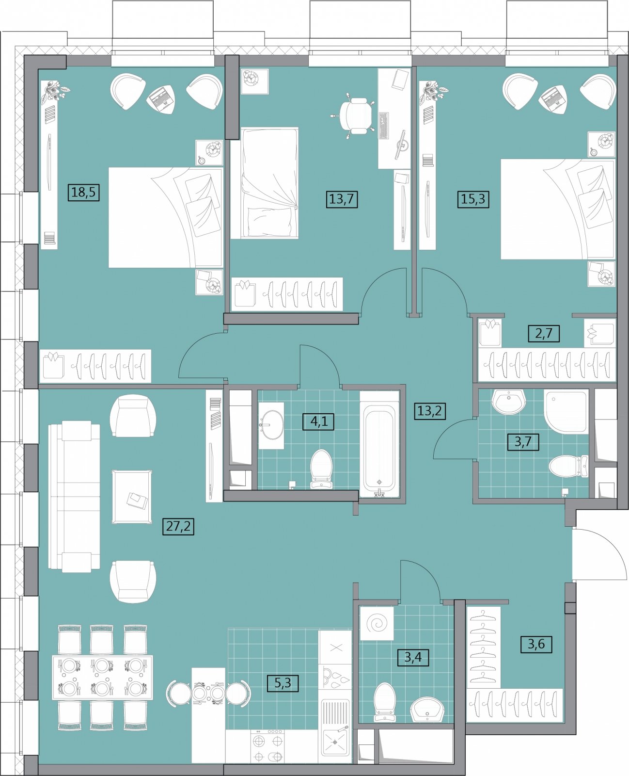 3-комнатная квартира с полной отделкой, 111.4 м2, 22 этаж, дом сдан, ЖК Вестердам, корпус 3 - объявление 2176901 - фото №1