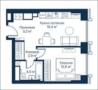 1-комнатная квартира с частичной отделкой, 40.38 м2, 20 этаж, сдача 2 квартал 2024 г., ЖК City Bay, корпус Indian Ocean 1 - объявление 1934716 - фото №1
