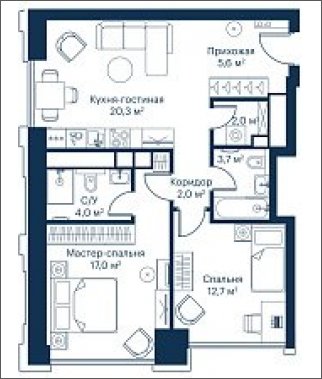 2-комнатная квартира с частичной отделкой, 67.31 м2, 29 этаж, сдача 2 квартал 2024 г., ЖК City Bay, корпус Indian Ocean 1 - объявление 2018821 - фото №1