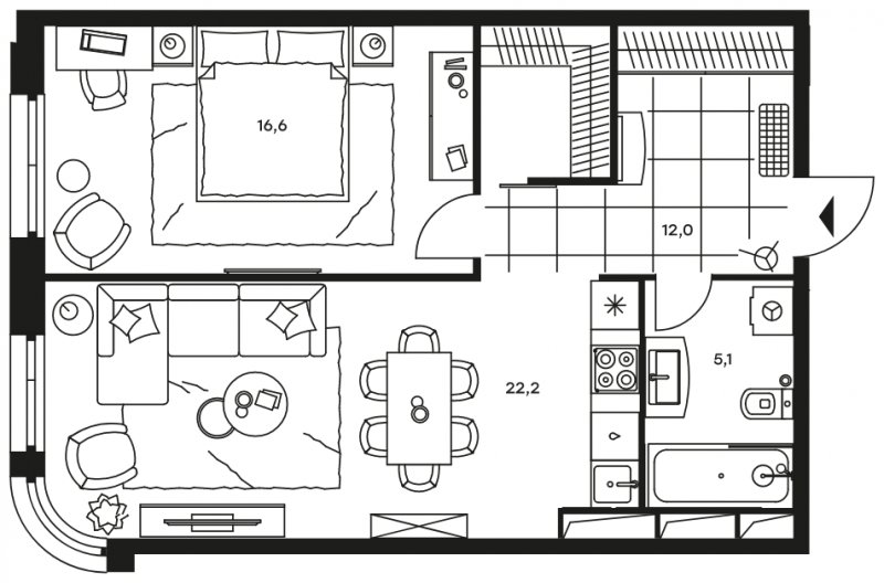 2-комнатные апартаменты с частичной отделкой, 55.9 м2, 21 этаж, сдача 1 квартал 2022 г., ЖК Level Стрешнево, корпус Запад - объявление 1302666 - фото №1