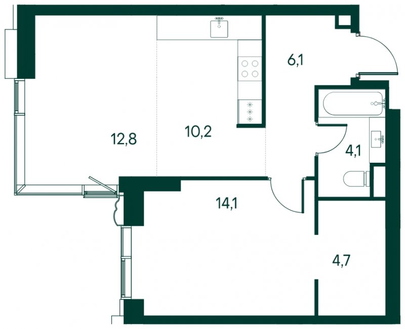 1-комнатная квартира без отделки, 52 м2, 3 этаж, сдача 2 квартал 2025 г., ЖК Клубный город на реке Primavera, корпус 2 квартала "Vivaldi" - объявление 1930708 - фото №1