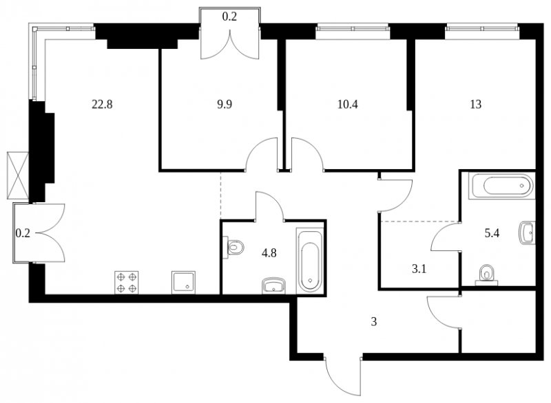3-комнатная квартира без отделки, 86.4 м2, 7 этаж, сдача 4 квартал 2023 г., ЖК Holland park, корпус 11 - объявление 1764253 - фото №1
