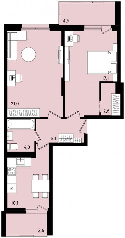 2-комнатная квартира 64.1 м2, 1 этаж, дом сдан, ЖК Лукино-Варино, корпус 9 - объявление 1304107 - фото №1
