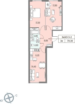 1-комнатная квартира без отделки, 42.8 м2, 13 этаж, дом сдан, ЖК ЗИЛАРТ, корпус 12 - объявление 2123385 - фото №1