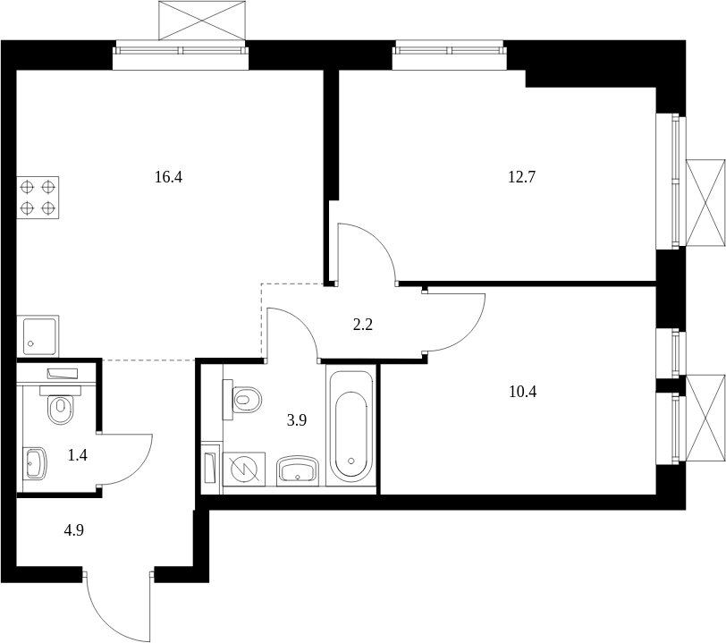 2-комнатная квартира с полной отделкой, 51.9 м2, 7 этаж, дом сдан, ЖК Второй Нагатинский, корпус 3 - объявление 1981157 - фото №1