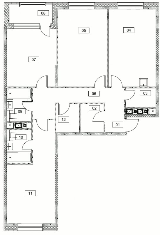 3-комнатная квартира без отделки, 107.5 м2, 10 этаж, дом сдан, ЖК Серебряный фонтан, корпус 3 - объявление 1973120 - фото №1