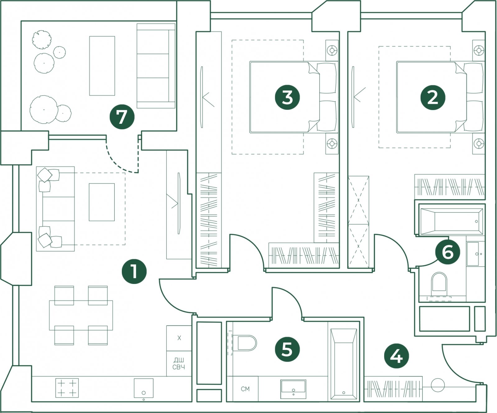 3-комнатная квартира (евро) с полной отделкой, 82.45 м2, 21 этаж, дом сдан, ЖК Эко-квартал VERY, корпус 1 - объявление 2334438 - фото №1