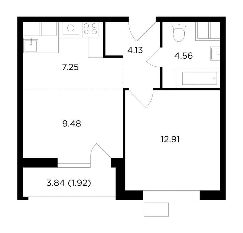 2-комнатная квартира без отделки, 40.25 м2, 5 этаж, сдача 4 квартал 2022 г., ЖК VESNA, корпус 4.1 - объявление 1757847 - фото №1