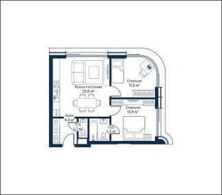 2-комнатная квартира с частичной отделкой, 56.9 м2, 48 этаж, сдача 4 квартал 2023 г., ЖК City Bay, корпус Atlantic Ocean 2 - объявление 1933024 - фото №1