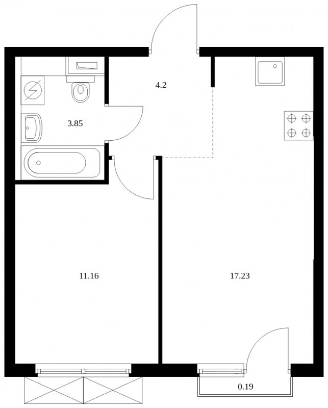 1-комнатная квартира с полной отделкой, 36.63 м2, 5 этаж, сдача 4 квартал 2024 г., ЖК Матвеевский Парк, корпус 1.2 - объявление 1964774 - фото №1