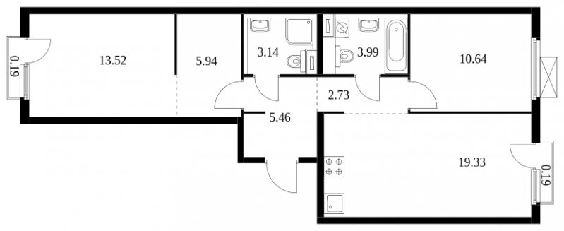 2-комнатная квартира с полной отделкой, 65.13 м2, 17 этаж, сдача 2 квартал 2024 г., ЖК Матвеевский Парк, корпус 1.4 - объявление 1681299 - фото №1