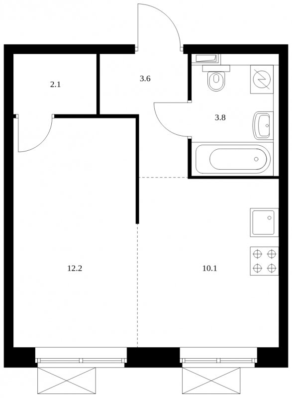 1-комнатная квартира с полной отделкой, 31.8 м2, 9 этаж, сдача 4 квартал 2023 г., ЖК Восточное Бутово, корпус 15 - объявление 1652881 - фото №1