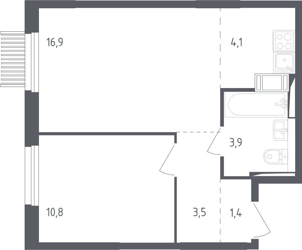 2-комнатная квартира с полной отделкой, 40.6 м2, 16 этаж, сдача 2 квартал 2025 г., ЖК Мытищи Парк, корпус 4 - объявление 1997117 - фото №1