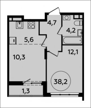 2-комнатная квартира (евро) с полной отделкой, 38.2 м2, 3 этаж, сдача 2 квартал 2024 г., ЖК Испанские кварталы, корпус 8.2 - объявление 1634984 - фото №1
