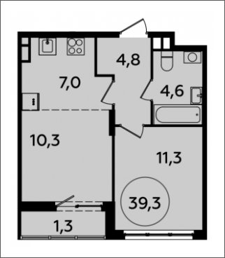 2-комнатная квартира (евро) с полной отделкой, 39.3 м2, 3 этаж, сдача 2 квартал 2024 г., ЖК Испанские кварталы, корпус 8.2 - объявление 1633550 - фото №1