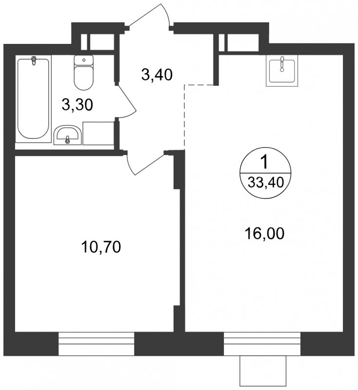 1-комнатные апартаменты с полной отделкой, 33.4 м2, 14 этаж, сдача 1 квартал 2023 г., ЖК Люберцы, корпус 65 - объявление 1503259 - фото №1