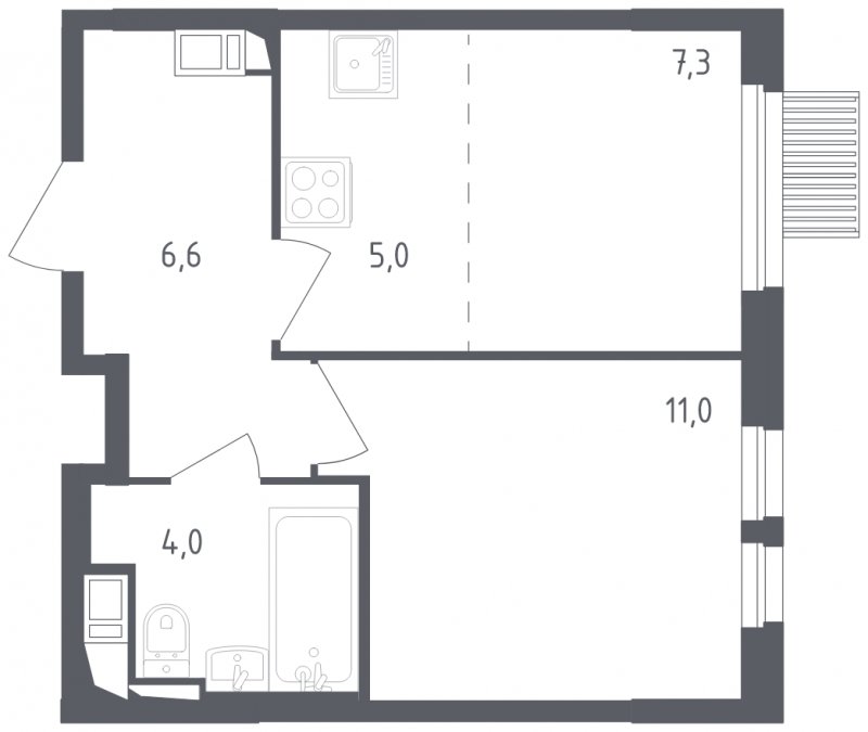 2-комнатная квартира с полной отделкой, 33.9 м2, 7 этаж, сдача 2 квартал 2024 г., ЖК Мытищи Парк, корпус 3 - объявление 1822100 - фото №1
