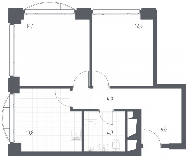 2-комнатная квартира с полной отделкой, 51.6 м2, 14 этаж, сдача 4 квартал 2022 г., ЖК Новоданиловская 8, корпус 2 - объявление 1712864 - фото №1