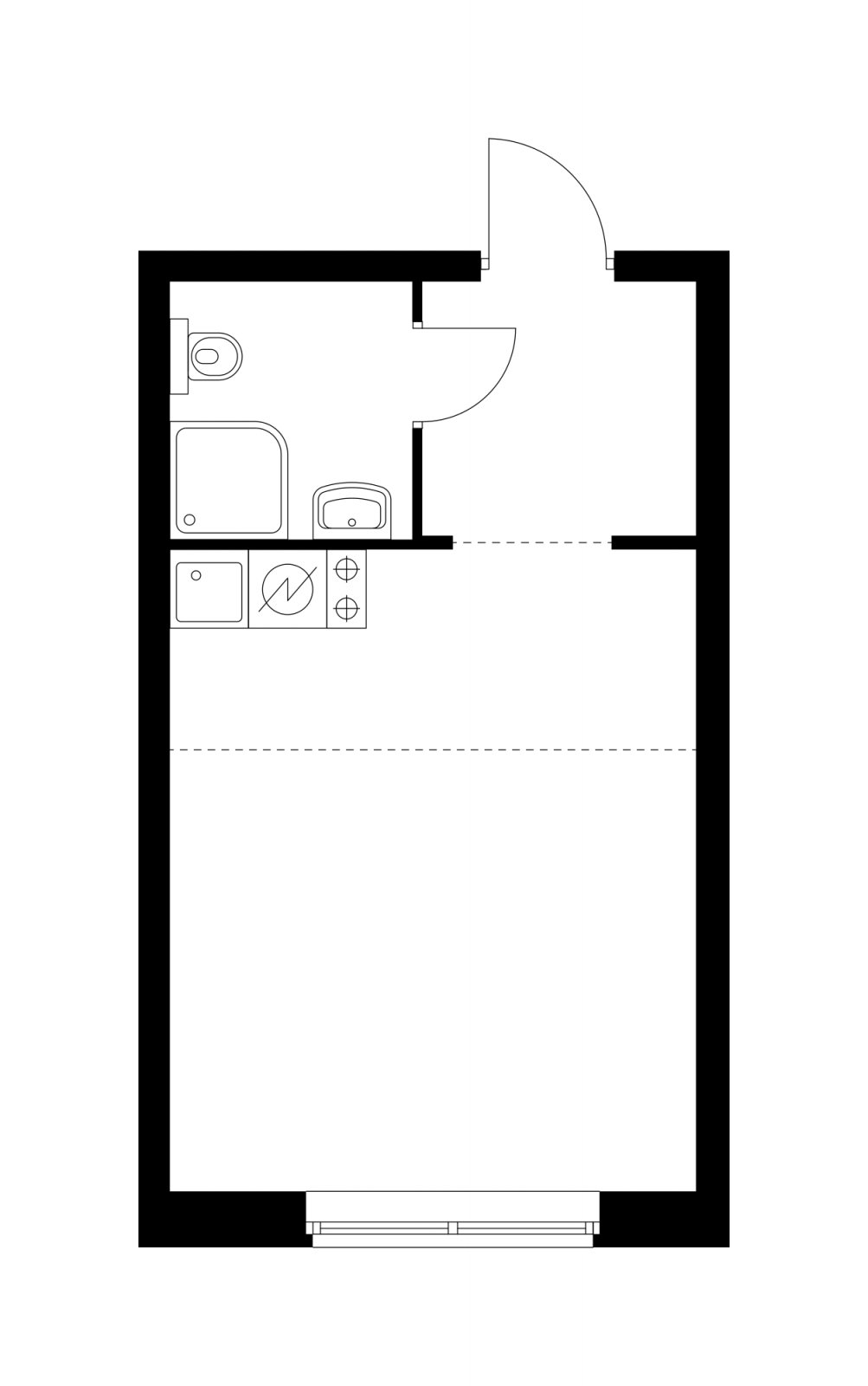 Студия с частичной отделкой, 26.4 м2, 19 этаж, сдача 4 квартал 2023 г., ЖК Кронштадтский 9, корпус 1.4 - объявление 2215958 - фото №1