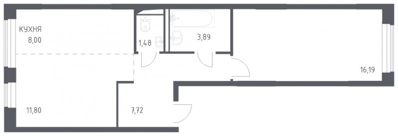 2-комнатная квартира с полной отделкой, 49.08 м2, 10 этаж, сдача 4 квартал 2023 г., ЖК Остафьево, корпус 11.2 - объявление 1744556 - фото №1