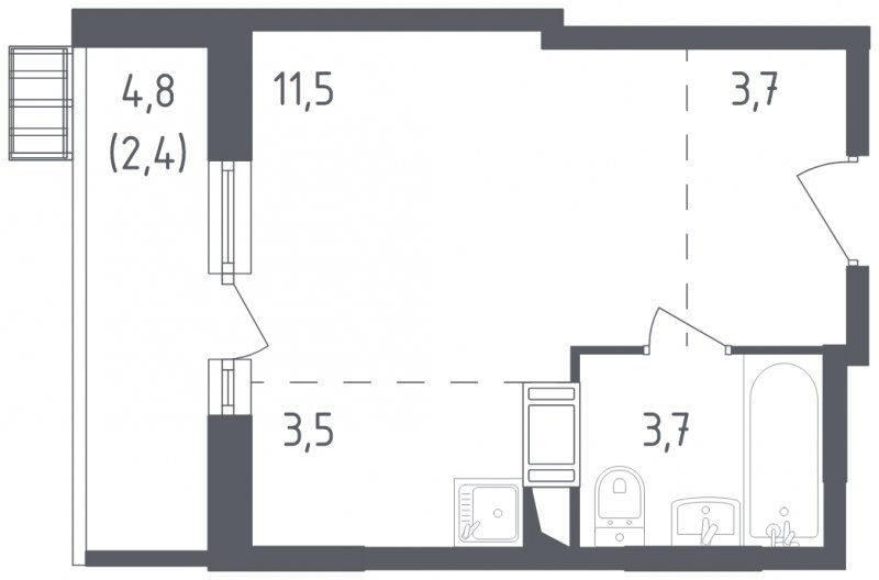 Студия с полной отделкой, 24.8 м2, 5 этаж, сдача 3 квартал 2022 г., ЖК Алхимово, корпус 4 - объявление 1768538 - фото №1