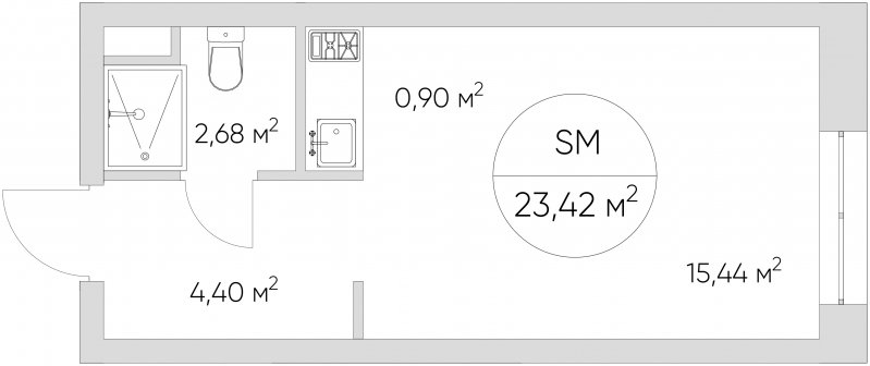 Студия с частичной отделкой, 23.42 м2, 7 этаж, сдача 1 квартал 2024 г., ЖК N'ICE LOFT, корпус 3 - объявление 1658987 - фото №1