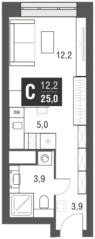 Студия с полной отделкой, 25 м2, 16 этаж, сдача 2 квартал 2024 г., ЖК AFI Tower, корпус 1 - объявление 1930901 - фото №1