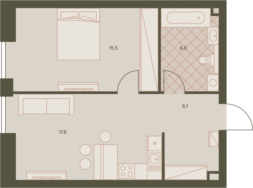 2-комнатная квартира с частичной отделкой, 45.5 м2, 20 этаж, дом сдан, ЖК Eniteo, корпус 1 - объявление 2326686 - фото №1