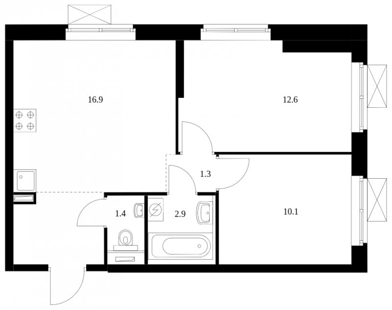 2-комнатная квартира с полной отделкой, 49.6 м2, 8 этаж, сдача 3 квартал 2023 г., ЖК Перовское 2, корпус 1.2 - объявление 1689430 - фото №1
