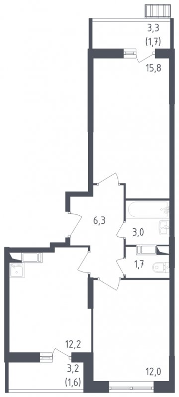 2-комнатная квартира с полной отделкой, 54.3 м2, 10 этаж, сдача 2 квартал 2022 г., ЖК Алхимово, корпус 5 - объявление 1304298 - фото №1