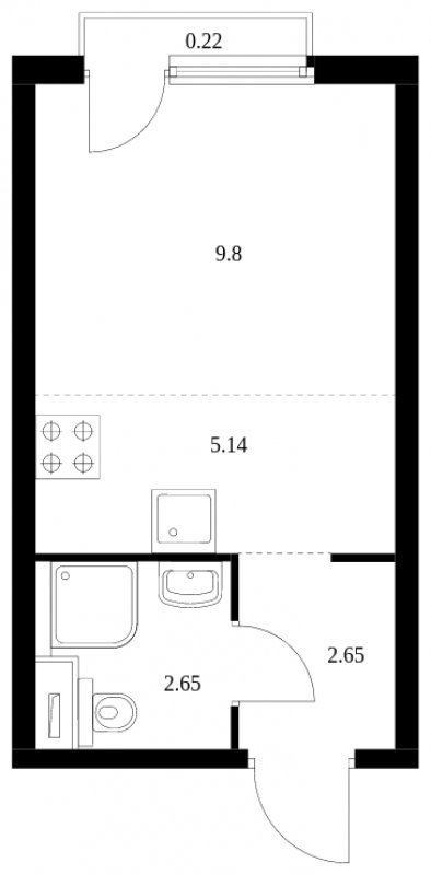 Студия с полной отделкой, 20.46 м2, 5 этаж, сдача 2 квартал 2024 г., ЖК Матвеевский Парк, корпус 2.4 - объявление 1843347 - фото №1