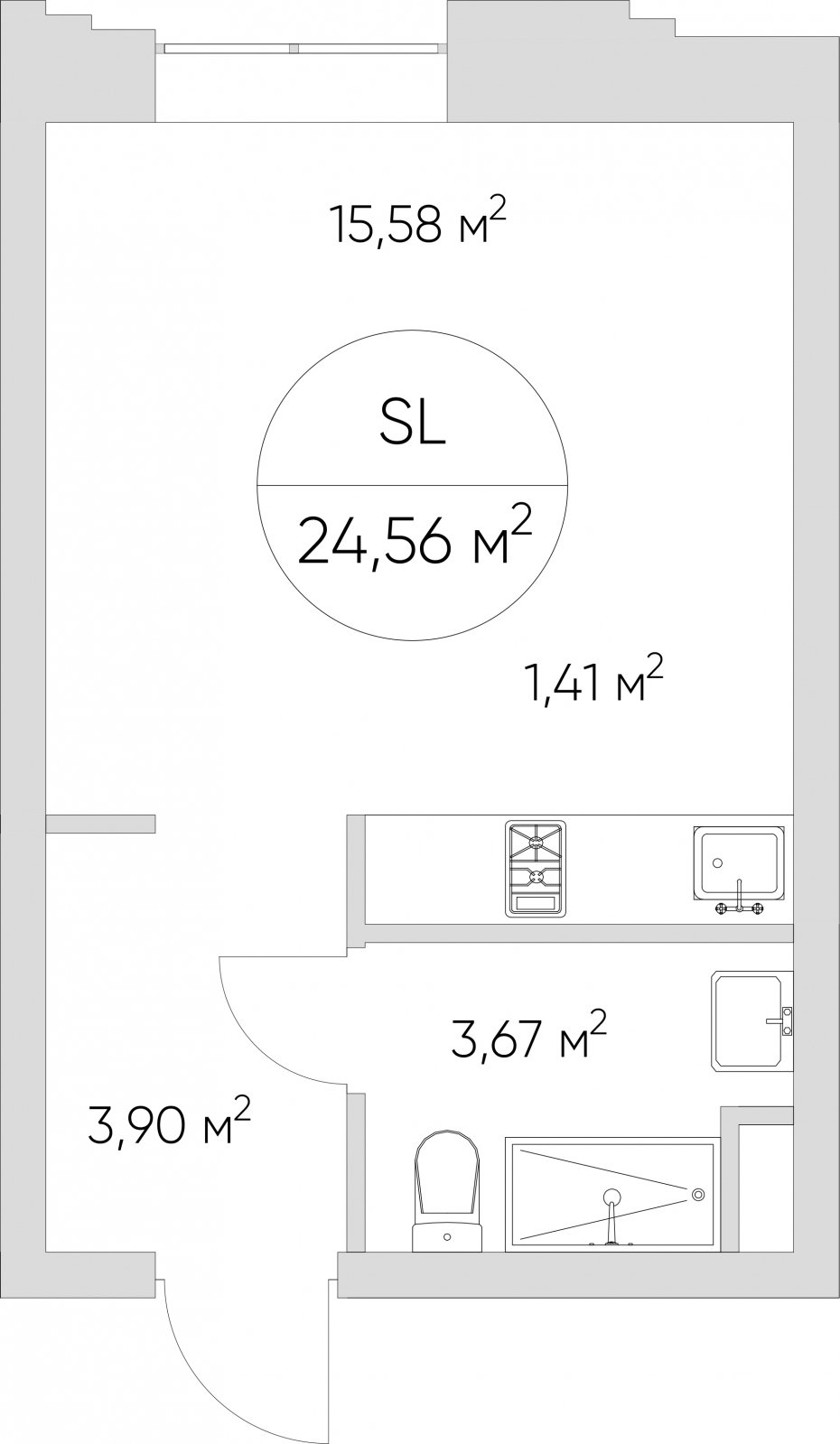 Студия без отделки, 24.56 м2, 18 этаж, дом сдан, ЖК N'ICE LOFT, корпус 1 - объявление 2407331 - фото №1