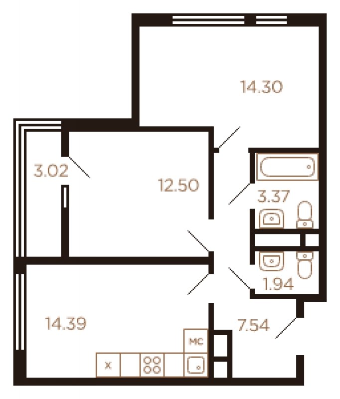 2-комнатная квартира с полной отделкой, 57 м2, 8 этаж, дом сдан, ЖК Миниполис Рафинад, корпус 5 - объявление 1464240 - фото №1