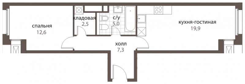 2-комнатная квартира (евро) без отделки, 47.3 м2, 2 этаж, дом сдан, ЖК HomeCity, корпус 1 - объявление 1762761 - фото №1