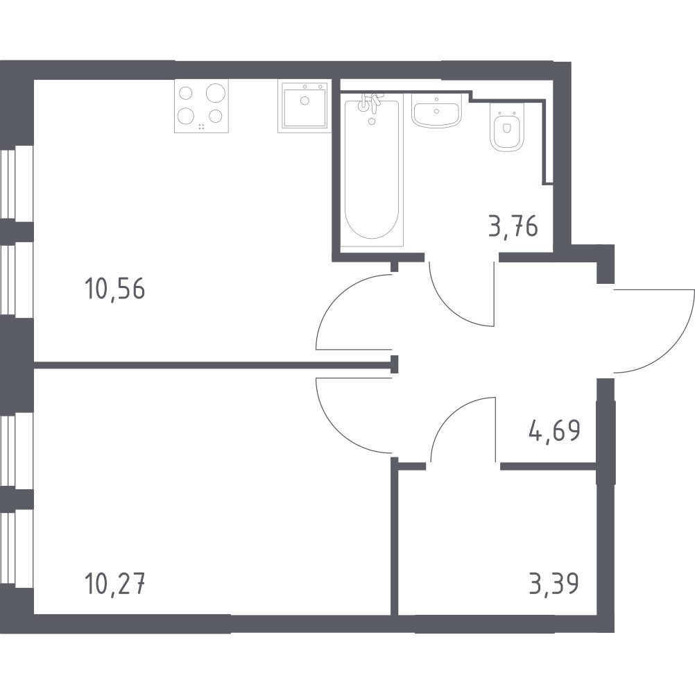 1-комнатная квартира с полной отделкой, 32.67 м2, 2 этаж, сдача 1 квартал 2025 г., ЖК Остафьево, корпус 19 - объявление 2138811 - фото №1