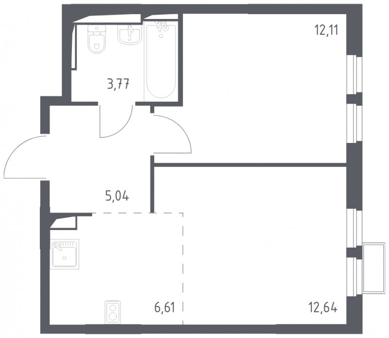 2-комнатная квартира с полной отделкой, 40.17 м2, 4 этаж, сдача 4 квартал 2024 г., ЖК Остафьево, корпус 13 - объявление 1848478 - фото №1