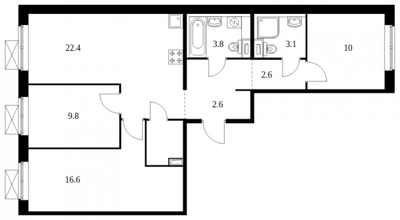 3-комнатная квартира с полной отделкой, 77.3 м2, 2 этаж, сдача 2 квартал 2023 г., ЖК Ильинские Луга, корпус 11 - объявление 1685764 - фото №1