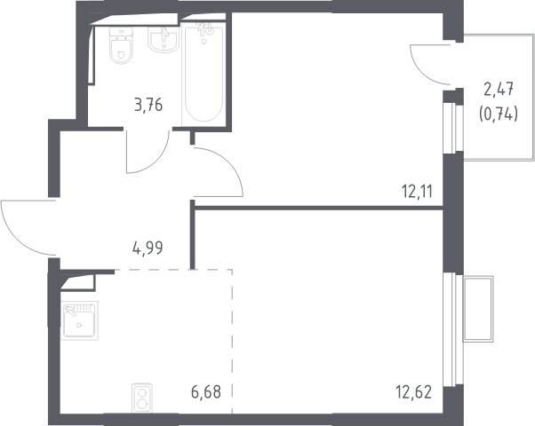 2-комнатная квартира с полной отделкой, 40.9 м2, 5 этаж, сдача 4 квартал 2024 г., ЖК Остафьево, корпус 13 - объявление 2077851 - фото №1