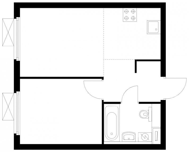 2-комнатная квартира (евро) с полной отделкой, 36.3 м2, 7 этаж, сдача 4 квартал 2024 г., ЖК Бунинские луга, корпус 3.4.1 - объявление 1772348 - фото №1