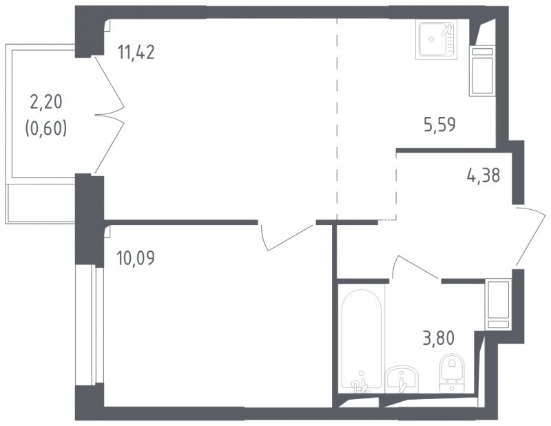 2-комнатная квартира с полной отделкой, 35.94 м2, 15 этаж, сдача 3 квартал 2024 г., ЖК Томилино Парк, корпус 5.2 - объявление 1823219 - фото №1