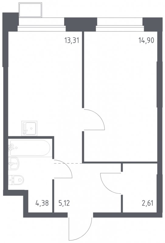 1-комнатные апартаменты с полной отделкой, 40.32 м2, 2 этаж, сдача 2 квартал 2024 г., ЖК Тропарево Парк, корпус 2.1 - объявление 1822653 - фото №1