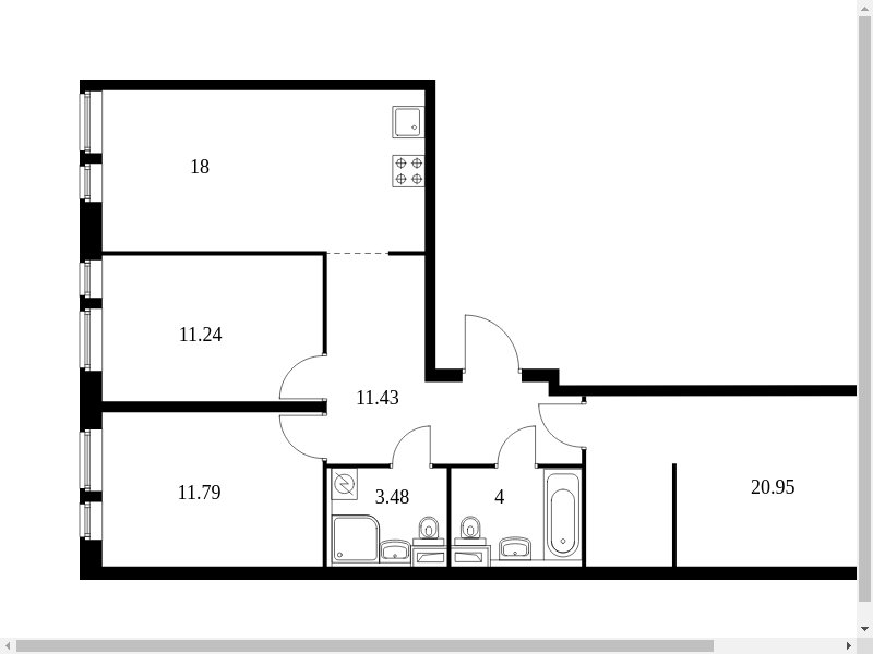 3-комнатная квартира с полной отделкой, 80.89 м2, 16 этаж, сдача 1 квартал 2024 г., ЖК Green Park, корпус 8 - объявление 2110511 - фото №1
